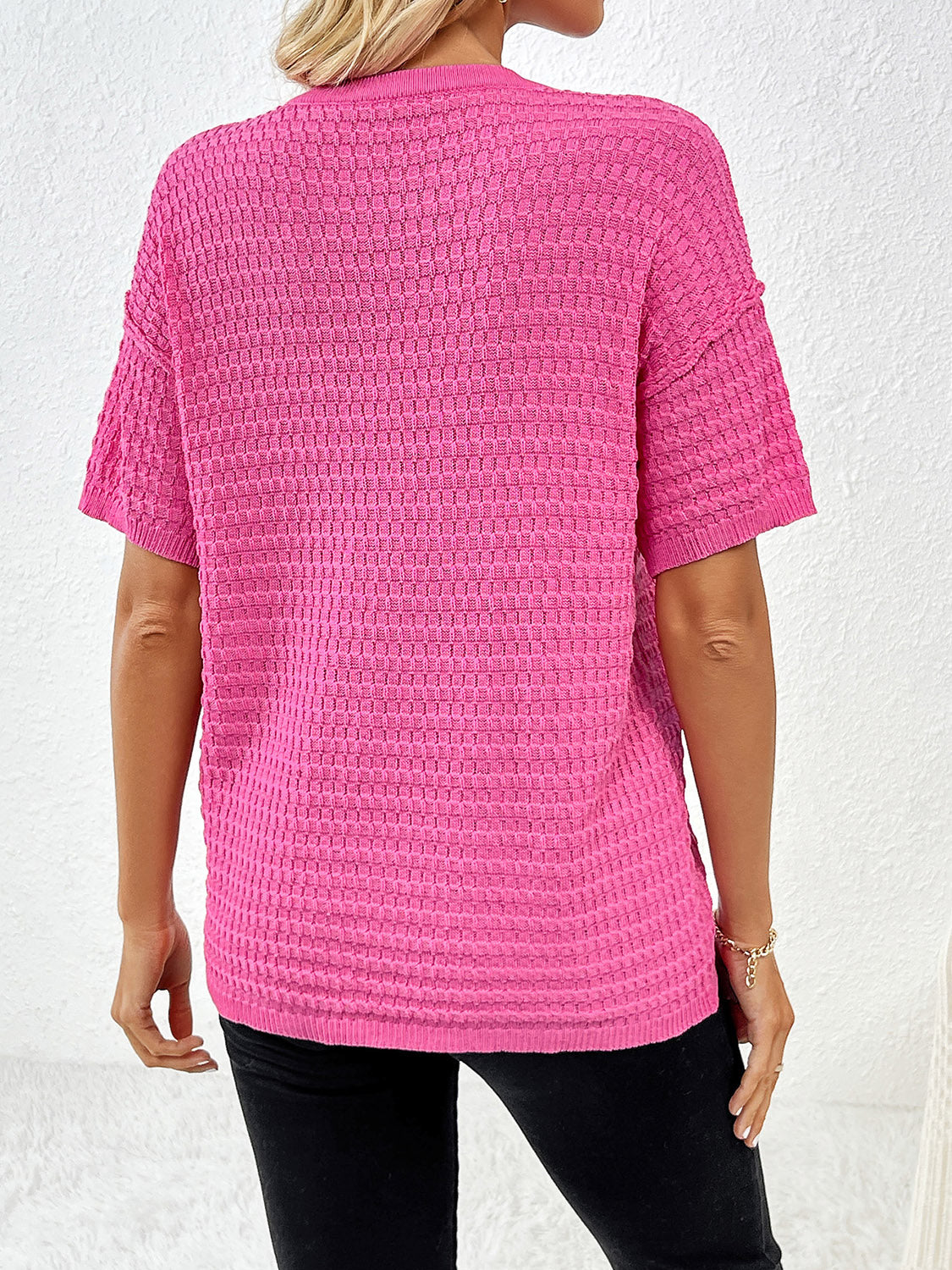 Pink Short Sleeve Knit Top