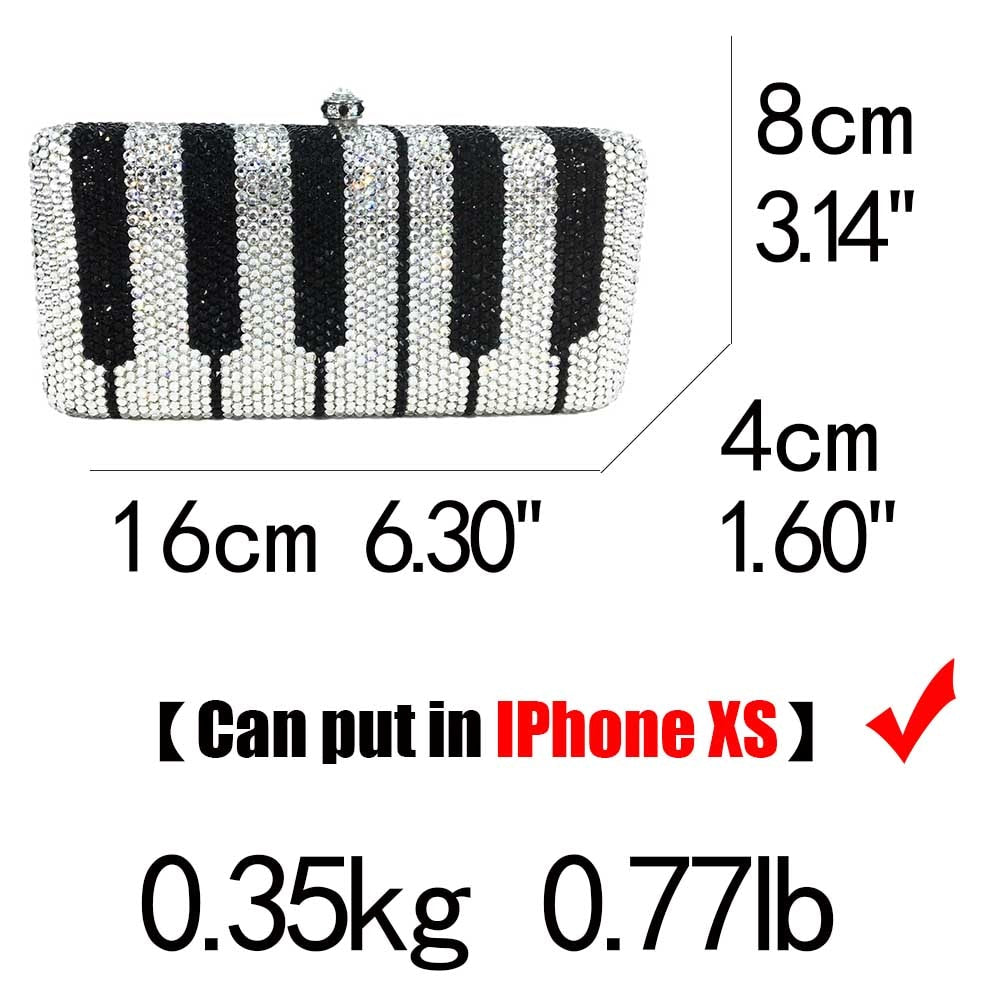 Novelty Piano Keyboard Women Crystal Clutch