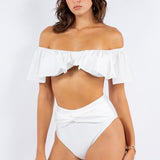 TWO PIECE TOP RUFFLE SHOULDER WITH TWISTED DESIGN