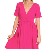 Brushed DTY Buttery Soft Fabric Surplice Dress