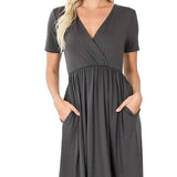 Brushed DTY Buttery Soft Fabric Surplice Dress