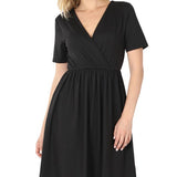 Brushed DTY Buttery Soft Fabric Surplice Dress