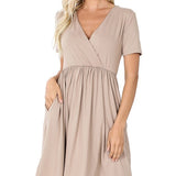 Brushed DTY Buttery Soft Fabric Surplice Dress