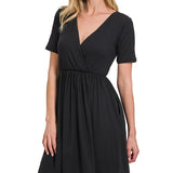 Brushed DTY Buttery Soft Fabric Surplice Dress