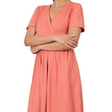 Brushed DTY Buttery Soft Fabric Surplice Dress