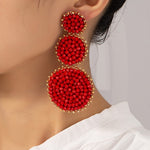 Round Glass Bead Drop Earrings