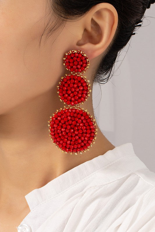 Round Glass Bead Drop Earrings