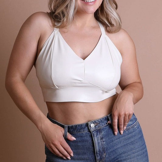 Faux Leather Longline Bralette Plus Size