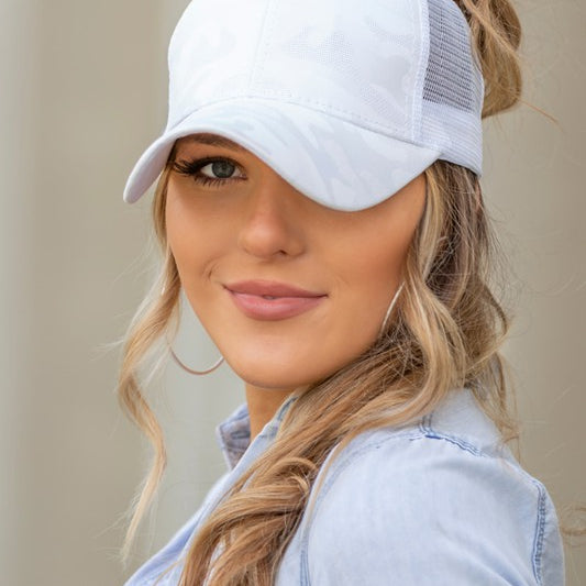 Camo Messy Bun Cap