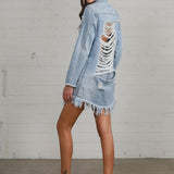 HEAVY BODY DESTROYED SHIRT DRESS