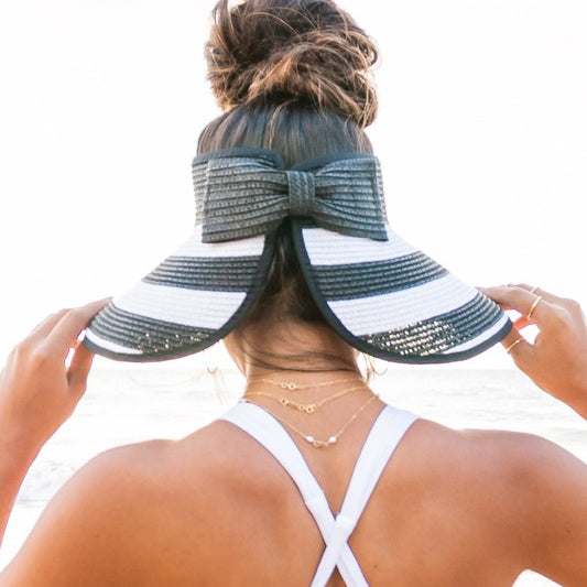 Foldable Wide Stripe Bow Visor