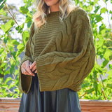 Oversized Bell Sleeve Cable Knit Sweater