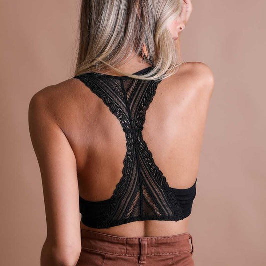 Seamless Front Lace Racerback Bralette