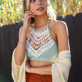 Crochet Lace High Neck Bralette