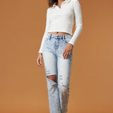 High Rise Distressed Skinny