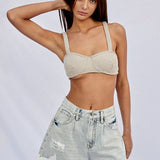 High Rise Frayed Denim Shorts