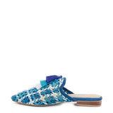 MARIANA WOVEN FLAT MULES WITH TASSELS