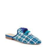 MARIANA WOVEN FLAT MULES WITH TASSELS