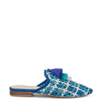 MARIANA WOVEN FLAT MULES WITH TASSELS