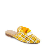 MARIANA WOVEN FLAT MULES WITH TASSELS