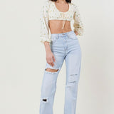 Distressed Wide Leg Jeans