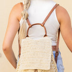 Woven Straw Backpack