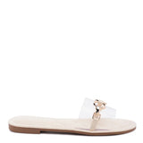 SCOTH Clear Buckled Quilted Slides