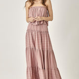 Pin Stripe Print Tube Maxi Dress