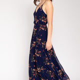 Spa Strap Floral Printed Maxi Wrap Dress