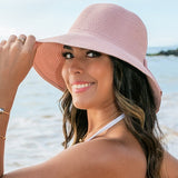 Bow Back Straw Bucket Hat