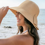 Bow Back Straw Bucket Hat