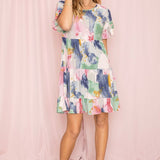 Tie Dye Ruffle Triple Tiered Midi Dress