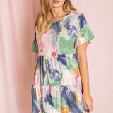 Tie Dye Ruffle Triple Tiered Midi Dress