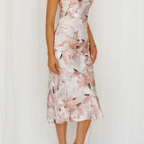 Floral Print Satin Midi Dress