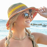 Rainbow Woven Straw Bucket Hat