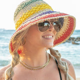 Rainbow Woven Straw Bucket Hat