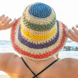 Rainbow Woven Straw Bucket Hat