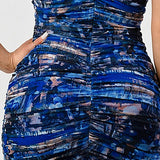 DEEP OCEAN PRINT MINI BODYCON DRESS