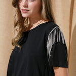 Rhinestone Fringe T Shirt