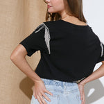 Rhinestone Fringe T Shirt