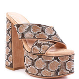 SINFUL HIGH PLATFORM PATTERNED DIAMANTE SLIDES