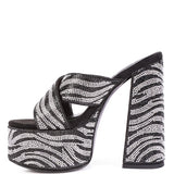 SINFUL HIGH PLATFORM PATTERNED DIAMANTE SLIDES