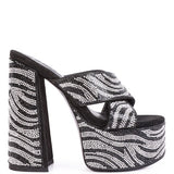 SINFUL HIGH PLATFORM PATTERNED DIAMANTE SLIDES