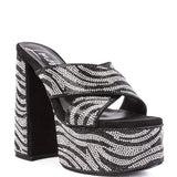 SINFUL HIGH PLATFORM PATTERNED DIAMANTE SLIDES