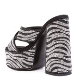 SINFUL HIGH PLATFORM PATTERNED DIAMANTE SLIDES