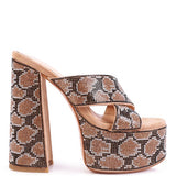 SINFUL HIGH PLATFORM PATTERNED DIAMANTE SLIDES