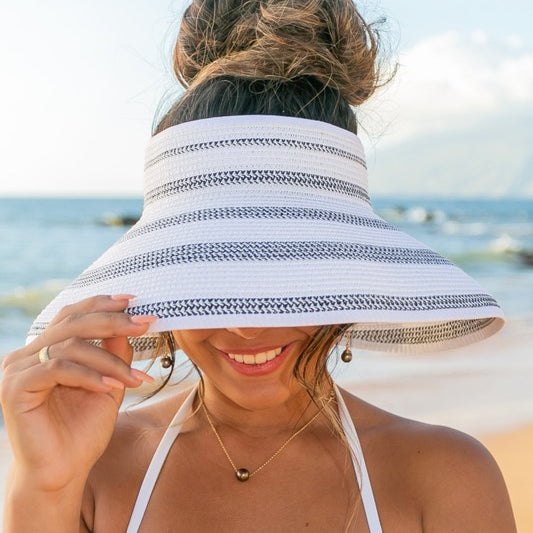 Marled Stripe Roll up Bow Visor