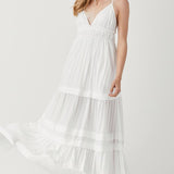 Shirred Ruffle Folded Detail Maxi Dress