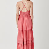 Shirred Ruffle Folded Detail Maxi Dress