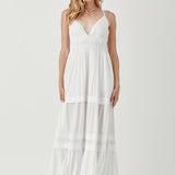 Shirred Ruffle Folded Detail Maxi Dress